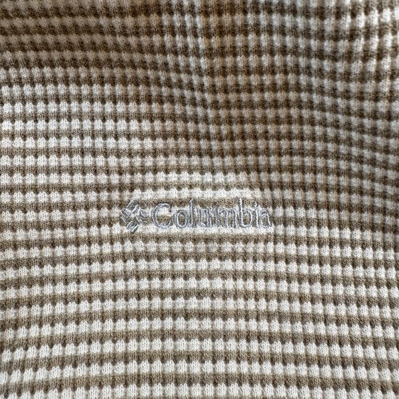 Columbia Women's Long Sleeve Pullover Sweater Khaki/Brown & White Stripe Size XS - Picture 5 of 6